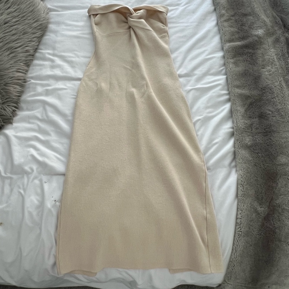 Beige Strapless Dress